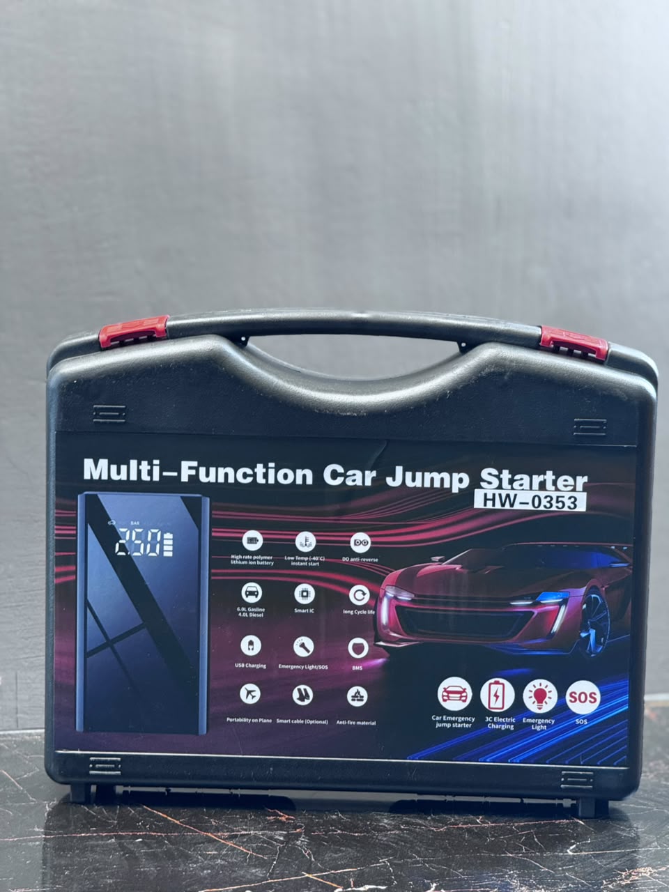 Multi-Function Car Jump Starter HW-0353 with Air Compressor - accessories
