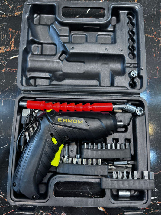 EAMOM cordless electric screwdriver and drill tool kit - front view