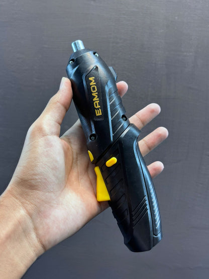 EAMOM cordless electric screwdriver and drill tool kit - in use