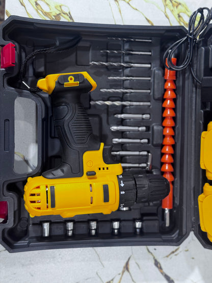 Cordless Drill Machine Kit 2 Batteries - packaging