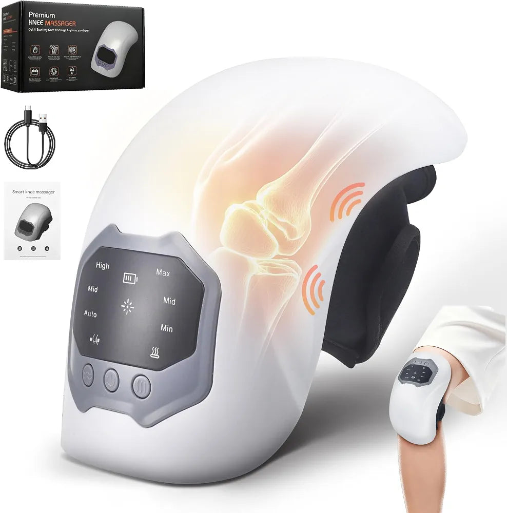 Smart knee massager with heating and vibration